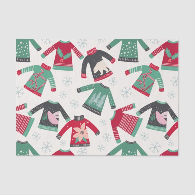 Ugly Christmas Sweater Holiday Pattern Tissue Paper (Front)