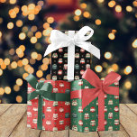 Ugly Christmas Sweater | Holly and Berries Pattern Wrapping Paper Sheets<br><div class="desc">Cute ugly Christmas sweater and holly and berries pattern on three different colored backgrounds -- retro red,  retro green,  and white.</div>