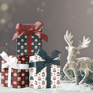 Ugly Christmas Sweater Holly and Berries Pattern Wrapping Paper Sheets