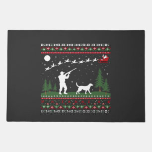 Ugly Christmas Sweater Hunting Season Santa  Doormat