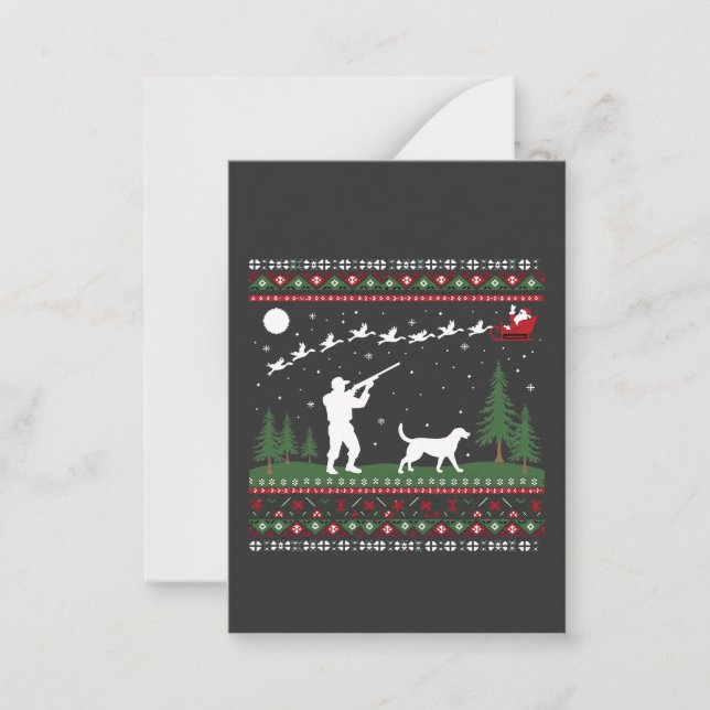 Ugly Christmas Sweater Hunting Season Santa  Note Card (Front)