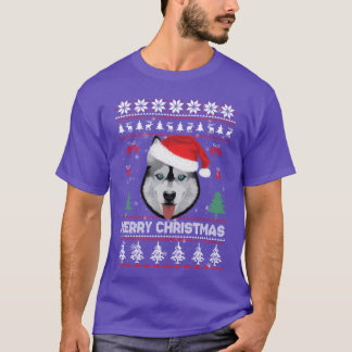 Ugly Christmas Sweater Husky Santa Merry Christmas