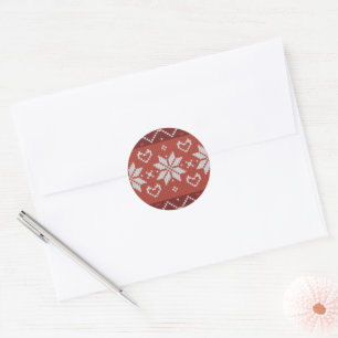 Ugly Christmas Sweater Knit Red Heart Snowflake Classic Round Sticker