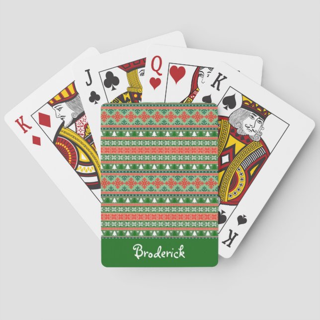 Ugly Christmas Sweater Knit with Name Poker Cards (Back)