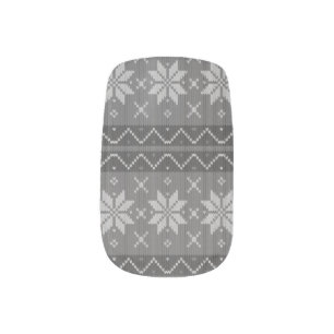 Ugly Christmas Sweater Knitted Elegant Snowflake Minx Nail Art