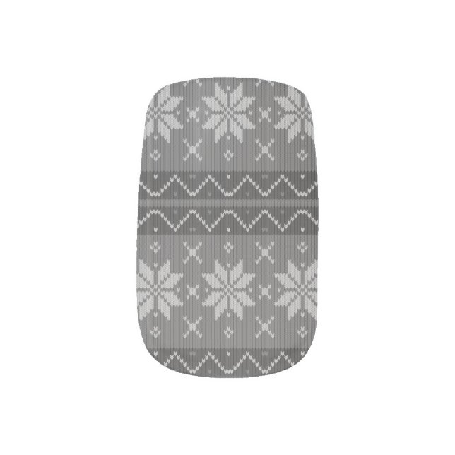 Ugly Christmas Sweater Knitted Elegant Snowflake Minx Nail Art (Right Thumb)