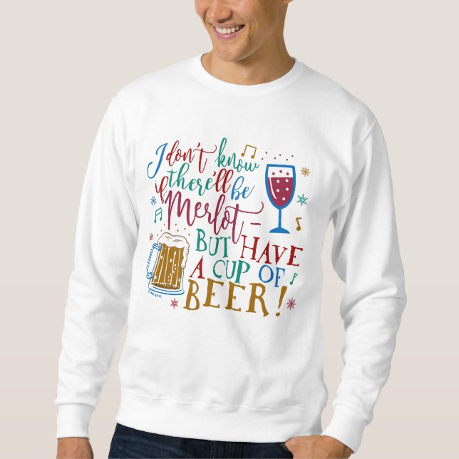 Ugly Christmas Sweater Merlot Wine Beer Humor (Front)