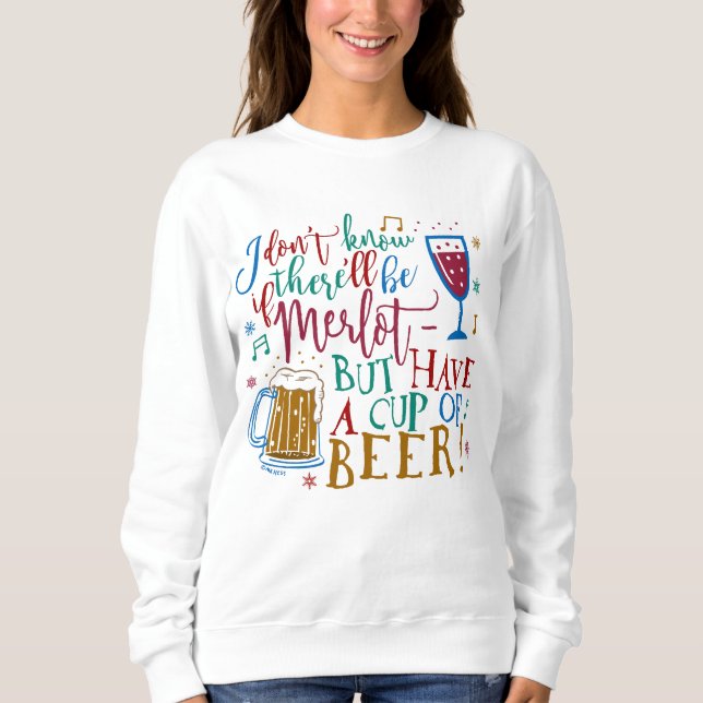 Ugly Christmas Sweater Merlot Wine Beer Typography (Front)