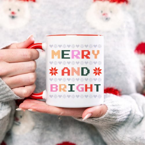 Ugly Christmas Sweater  Merry and Bright Coffee Mug