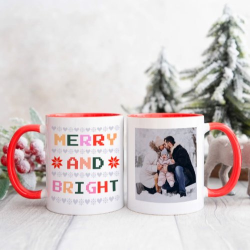 Ugly Christmas Sweater  Merry and Bright Photo Coffee Mug