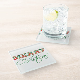 Ugly Christmas Sweater Modern Typography Glass Coaster