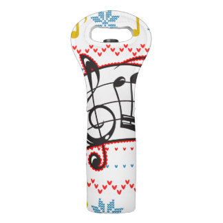 Ugly Christmas Sweater Music Notes Wine Bag