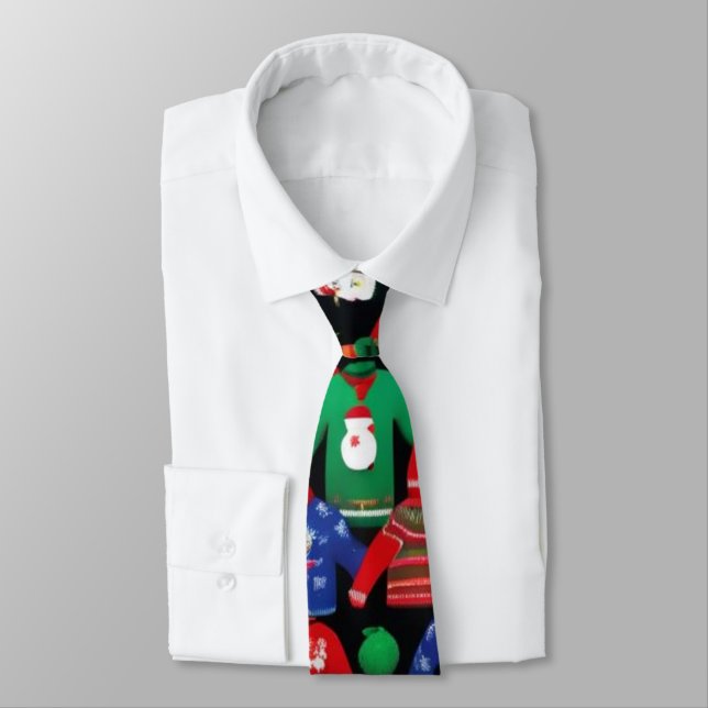 Ugly Christmas Sweater Neck Tie (Tied)