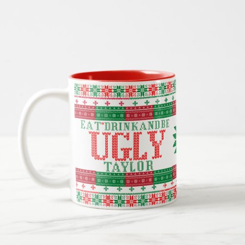 Ugly Christmas Sweater Nordic Green red Knit mug