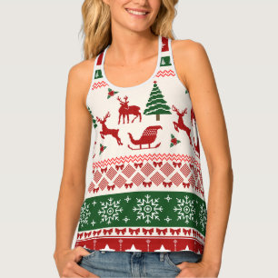 Ugly Christmas Sweater Nordic Reindeer Pattern Tank Top
