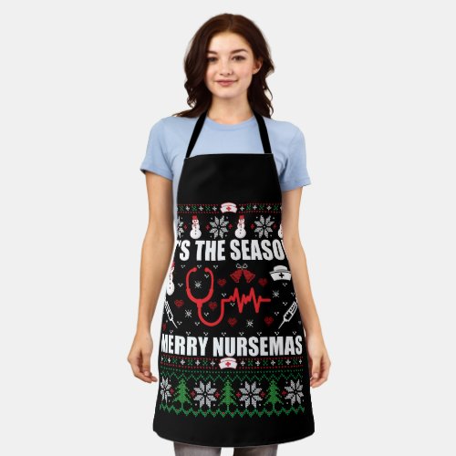 ugly christmas sweater nurse apron