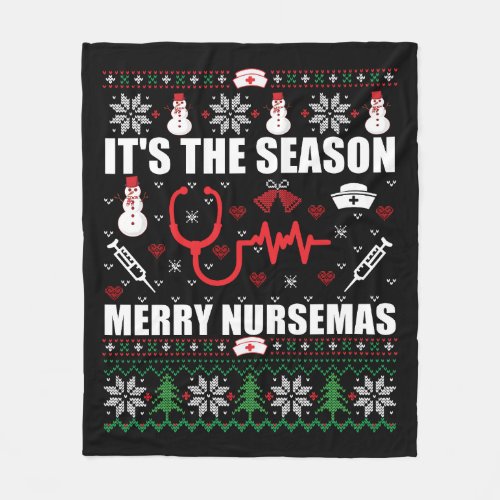 ugly christmas sweater nurse fleece blanket