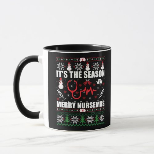 ugly christmas sweater nurse mug