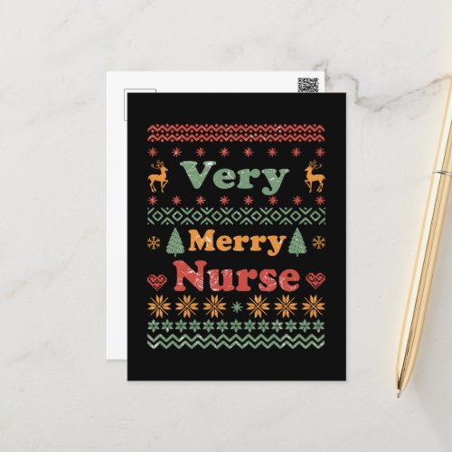 ugly christmas sweater nurse vintage postcard