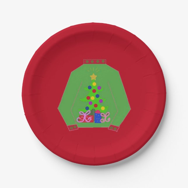 Ugly Christmas Sweater Paper Plates (Front)