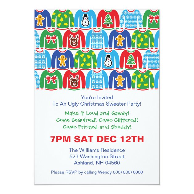 Ugly Christmas Sweater Party Holiday Xmas Party Invitation
