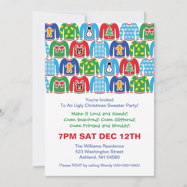 Ugly Christmas Sweater Party Holiday Xmas Party Invitation (Front)