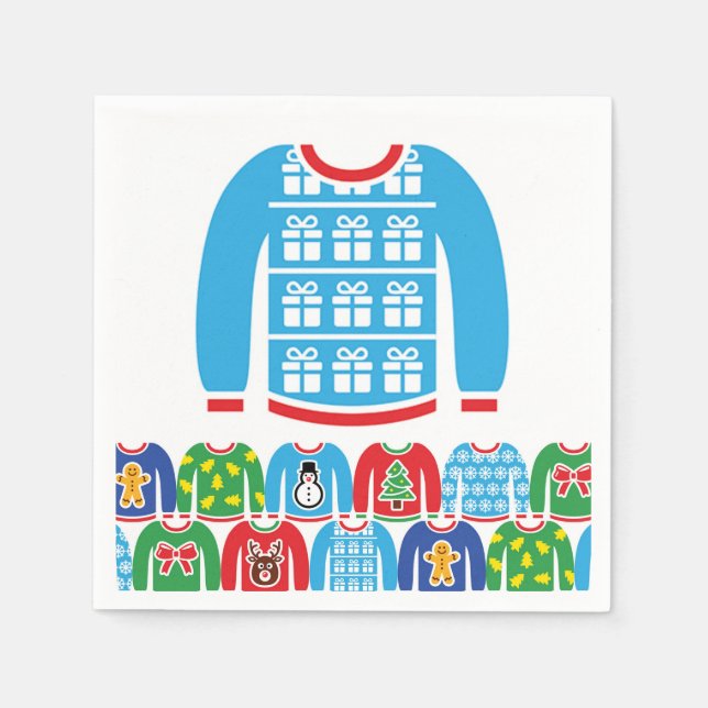 Ugly Christmas Sweater Party Holiday Xmas Presents Napkins (Front)