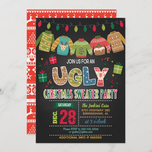 Ugly Christmas Sweater Party Invitation