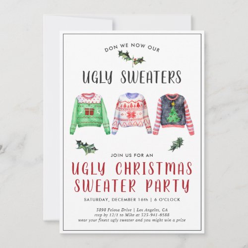 Ugly Christmas Sweater Party Invitation