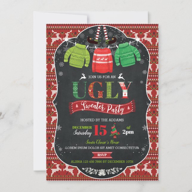 Ugly Christmas Sweater Party Invitation (Front)