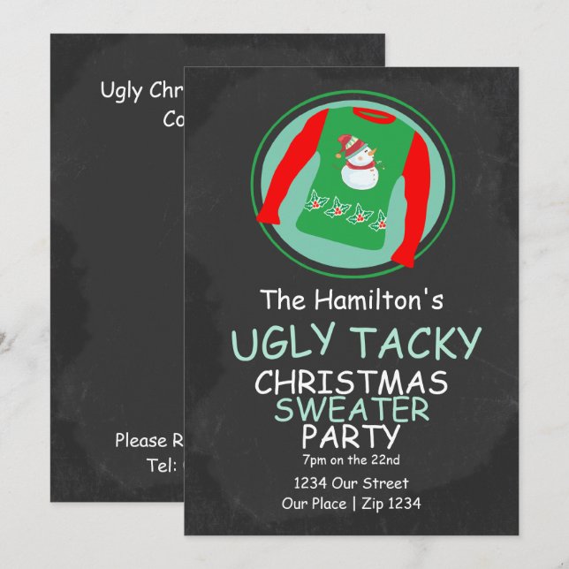 Ugly Christmas Sweater Party Invitation (Front/Back)