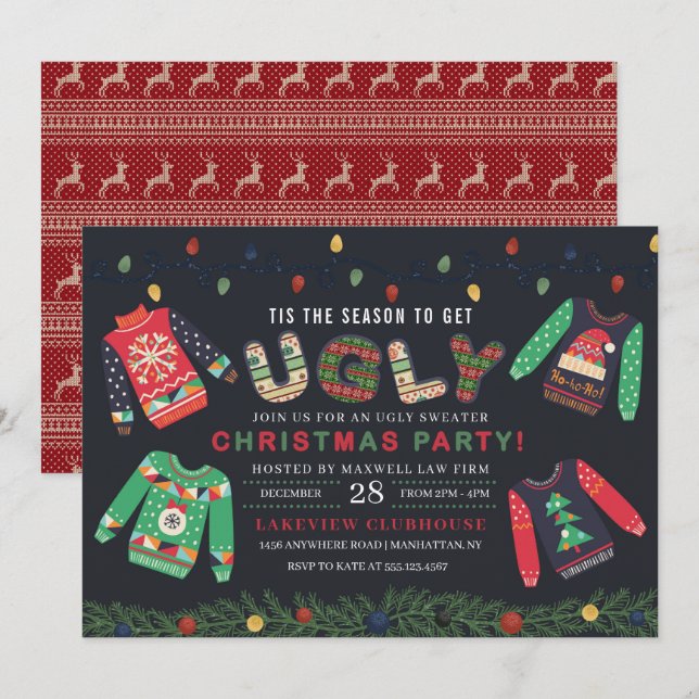 Ugly Christmas Sweater Party Invitation (Front/Back)