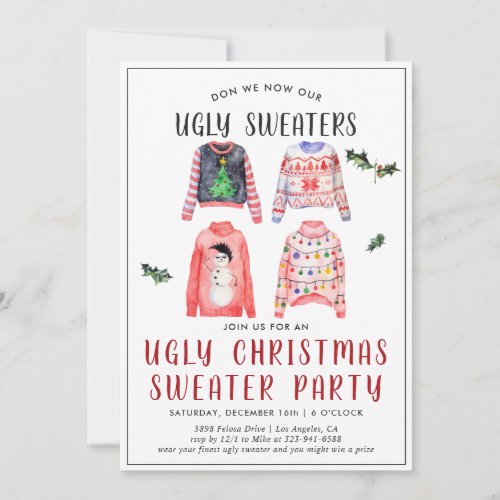 Ugly Christmas Sweater Party Invitation