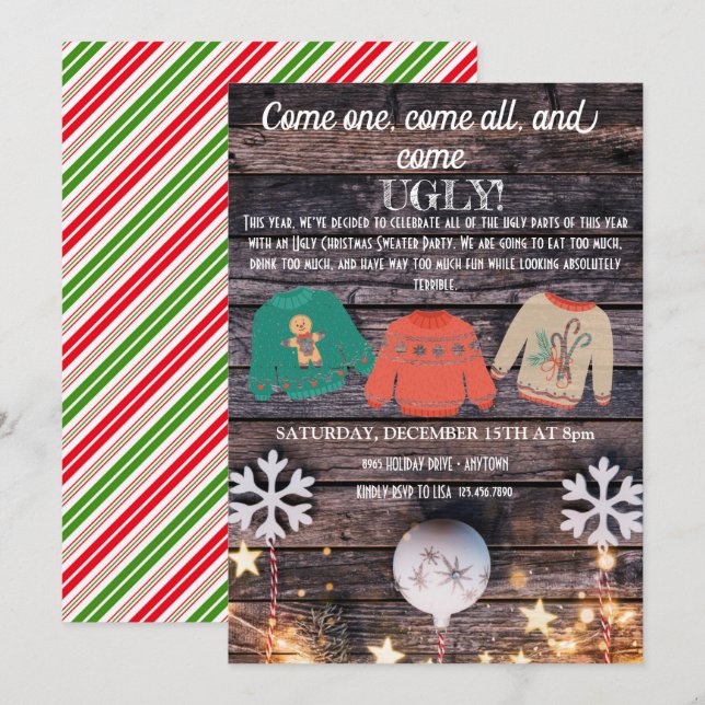Ugly Christmas Sweater Party Invitation (Front/Back)