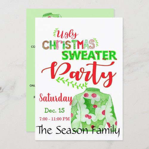 Ugly Christmas Sweater Party Invitation