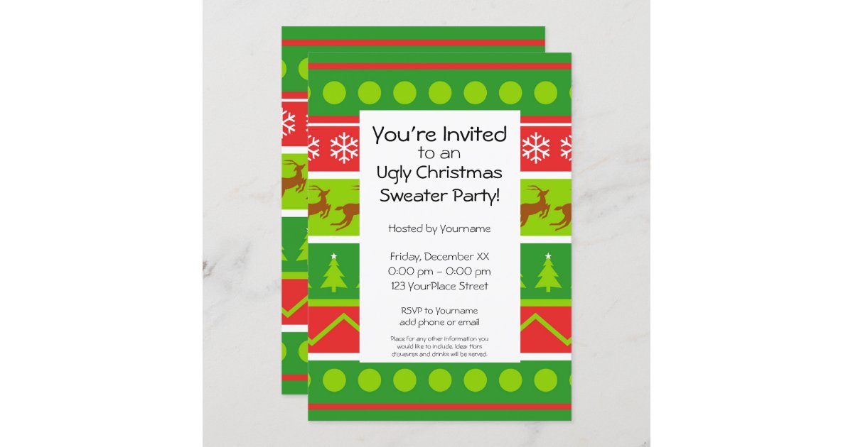 Ugly Christmas Sweater Party Invitation | Zazzle.com