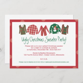Ugly Christmas Sweater Party Invitation | Zazzle
