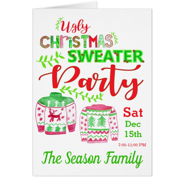 Ugly Christmas Sweater Party Invitation (Front)