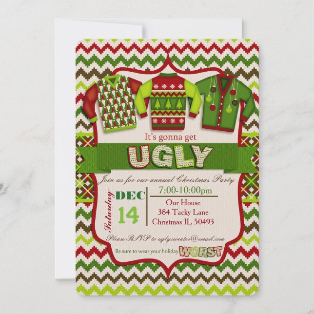Ugly Christmas Sweater Party Invitation (Front)