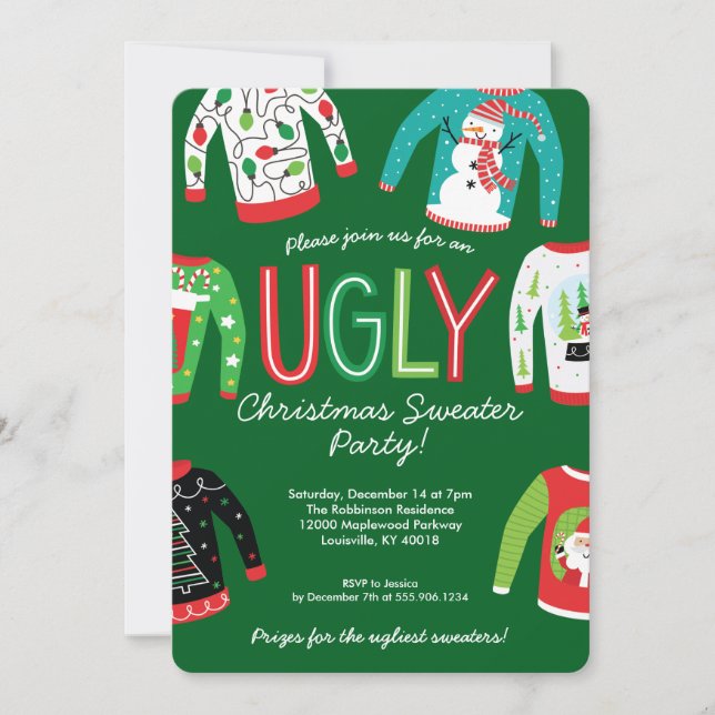Ugly Christmas Sweater Party Invitation (Front)
