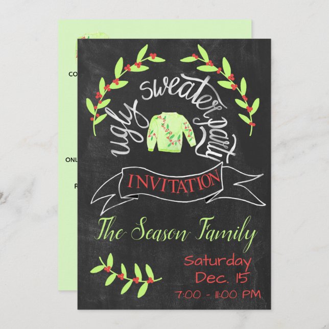 Ugly Christmas Sweater Party Invitation (Front/Back)