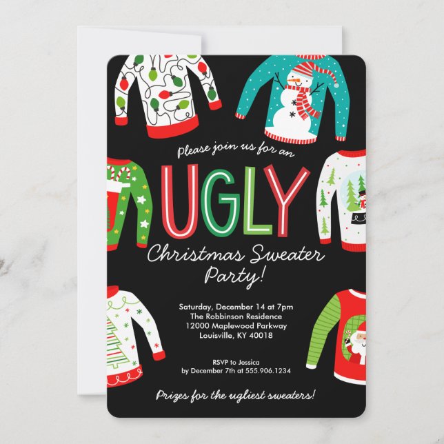 Ugly Christmas Sweater Party Invitation (Front)