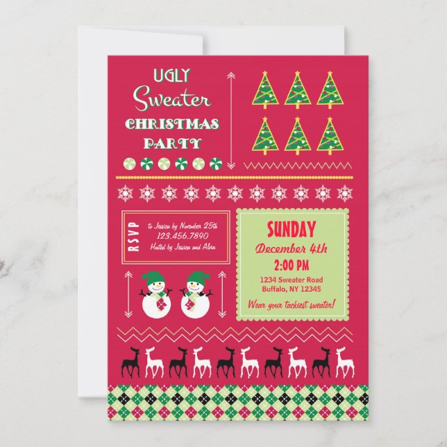 Ugly Christmas Sweater Party Invitation (Front)
