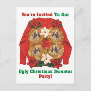 Ugly Christmas Sweater Party Invitation Postcard