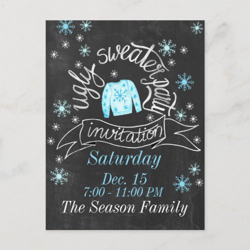 Ugly Christmas Sweater Party Invitation Postcard
