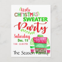 Ugly Christmas Sweater Party Invitation Postcard