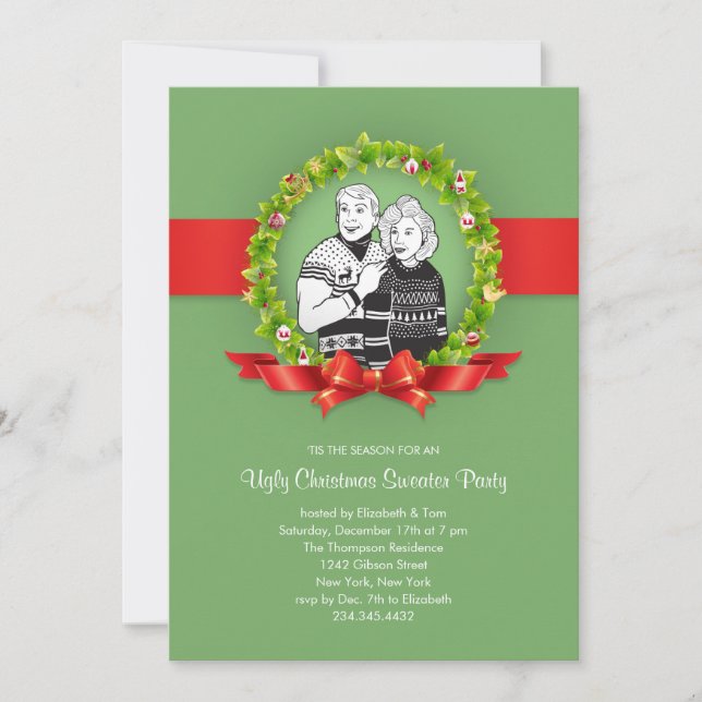 Ugly Christmas Sweater Party Invitations (Front)