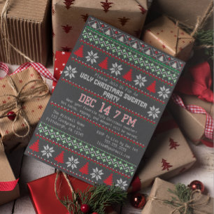 Ugly Christmas Sweater Party Knitted Snowflake Invitation
