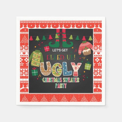Ugly Christmas Sweater Party Napkin _ Elfed Up