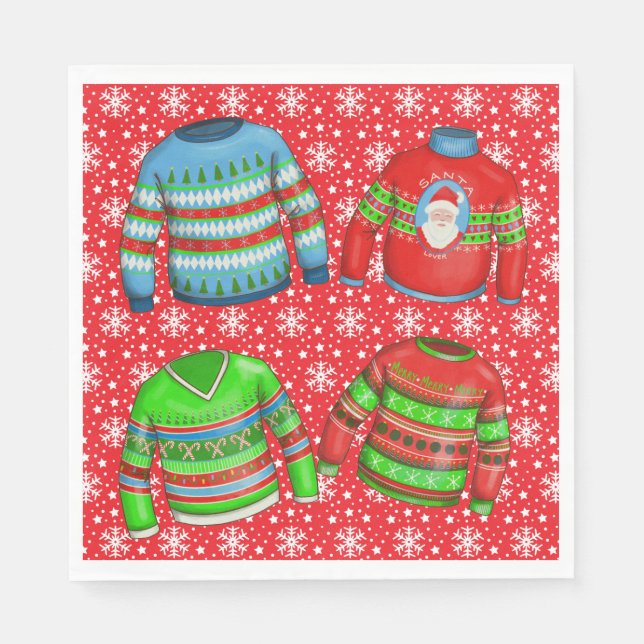 Ugly Christmas Sweater Party Paper Napkins (Front)